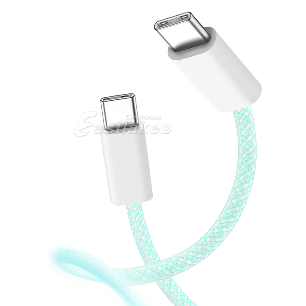 60W USB-C to USB C Braided Pastel Fast Charge Data Cable - Eastlakes Electronics